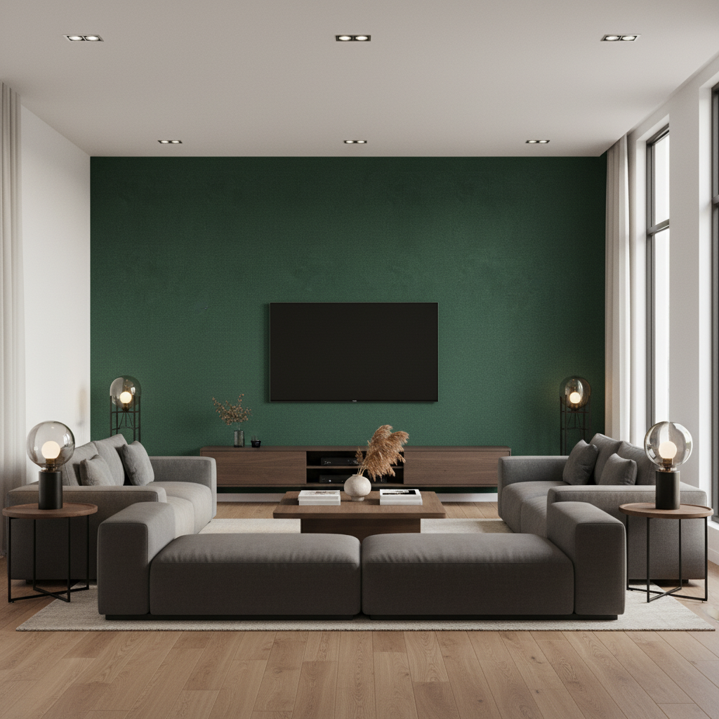 Oxford Velvet Sea Green — Living Room Room Setting