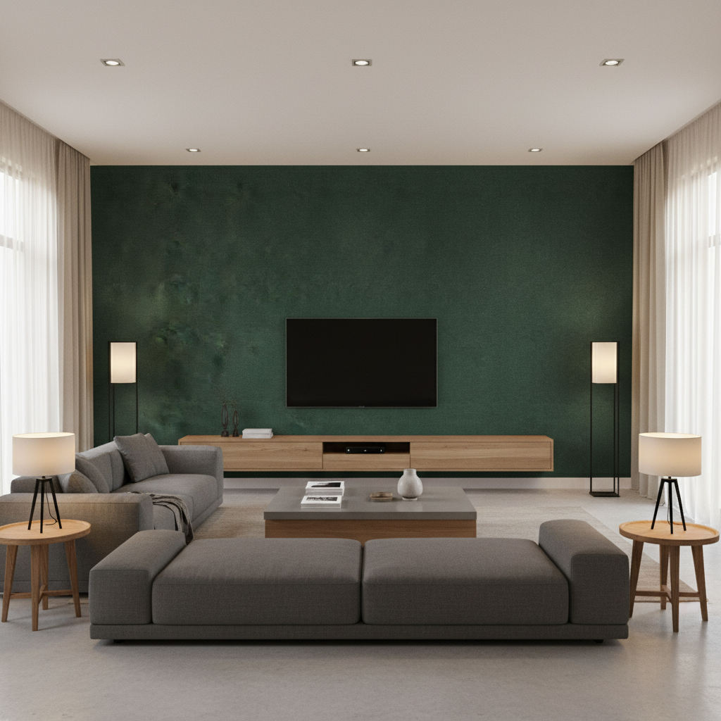 Oxford Velvet Sea Green — Living Room Room Setting