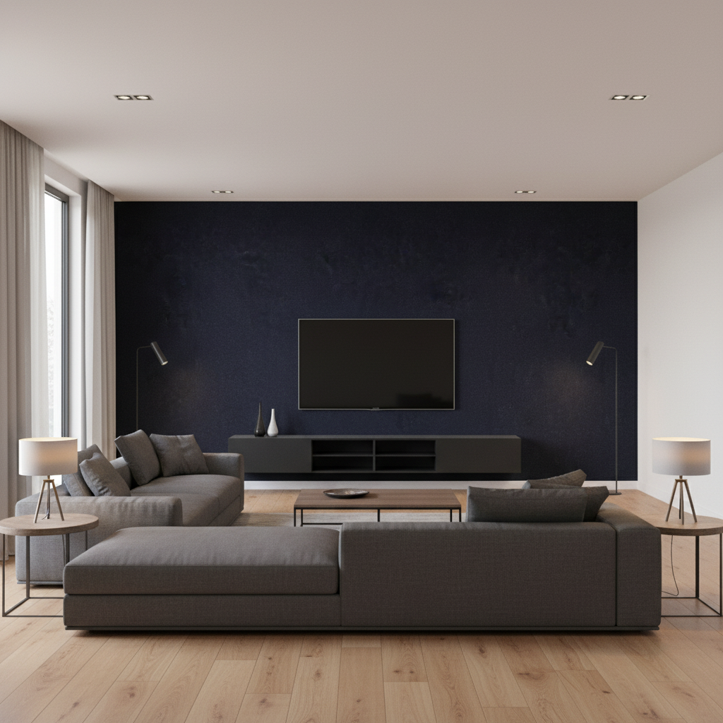 Oxford Velvet Azure — Living Room Room Setting