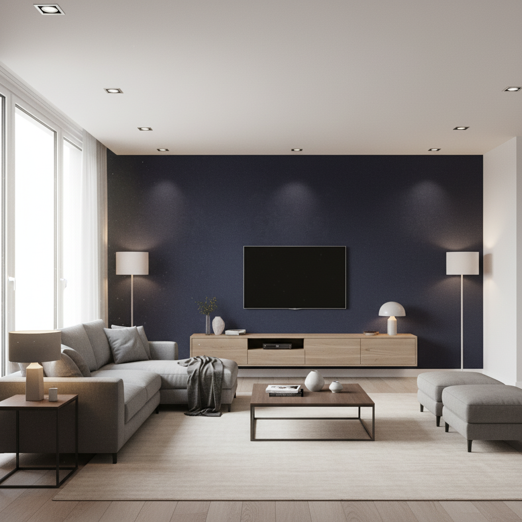 Oxford Velvet Azure — Living Room Room Setting