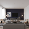 Oxford Velvet Cerulean — Living Room Room Setting