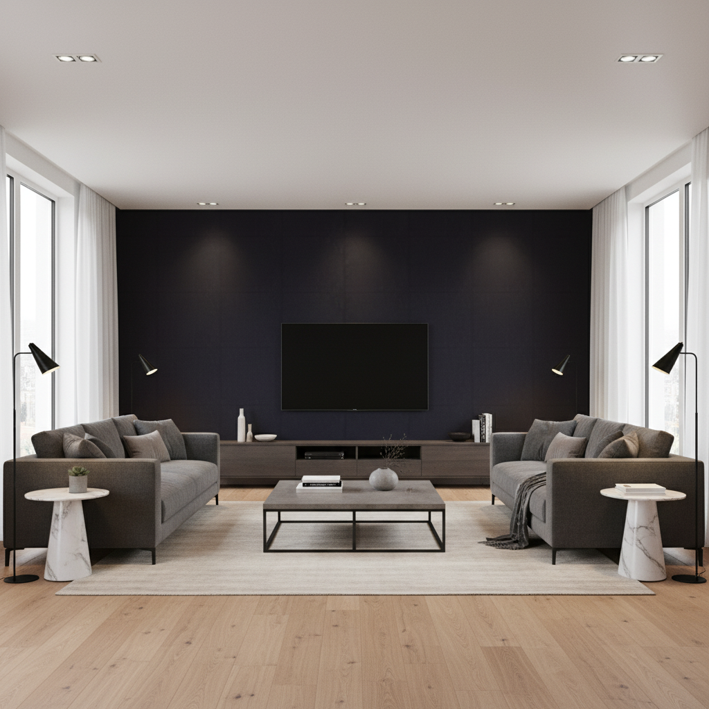 Oxford Velvet black — Living Room Room Setting