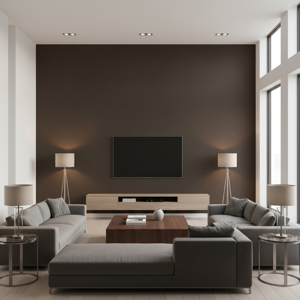 Oxford Velvet Chocolate — Living Room Room Setting