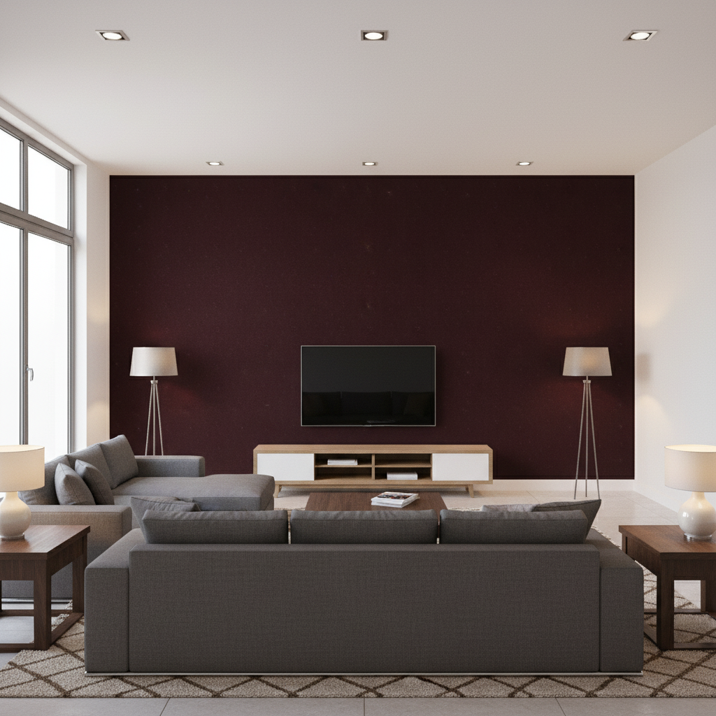 Oxford Velvet dark maroon — Living Room Room Setting