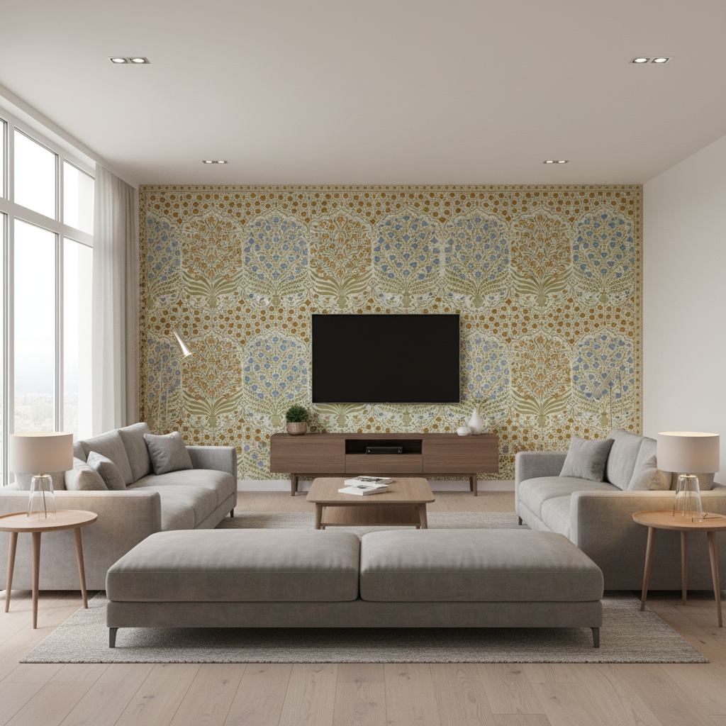 Sameera Sapphire/Gold — Living Room Room Setting