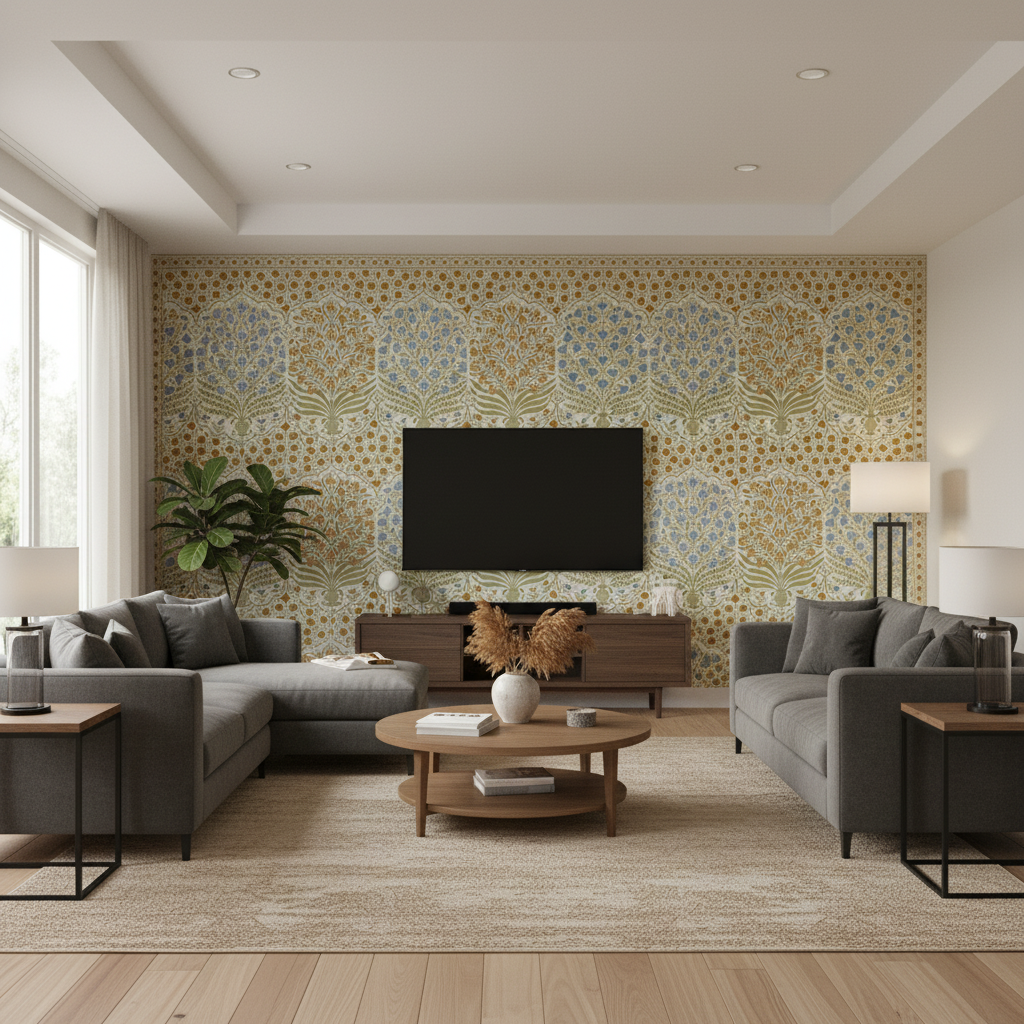 Sameera Sapphire/Gold — Living Room Room Setting