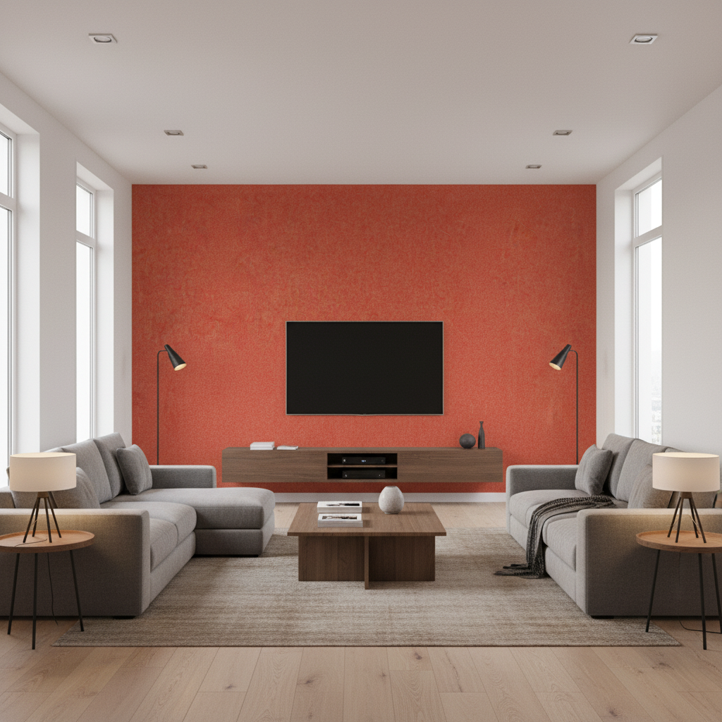 Skye Wool rust — Living Room Room Setting