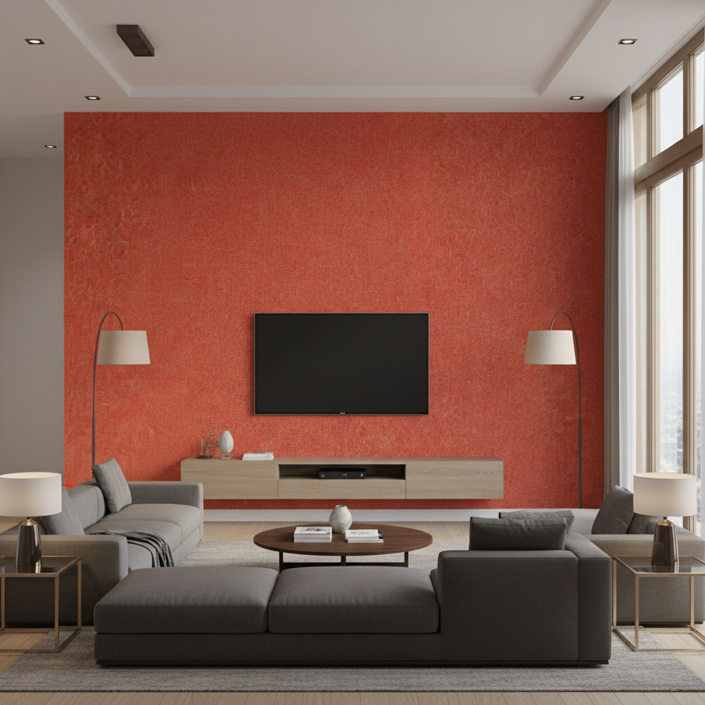 Skye Wool rust — Living Room Room Setting