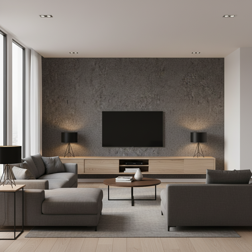 Skye Wool Granite — Living Room Room Setting