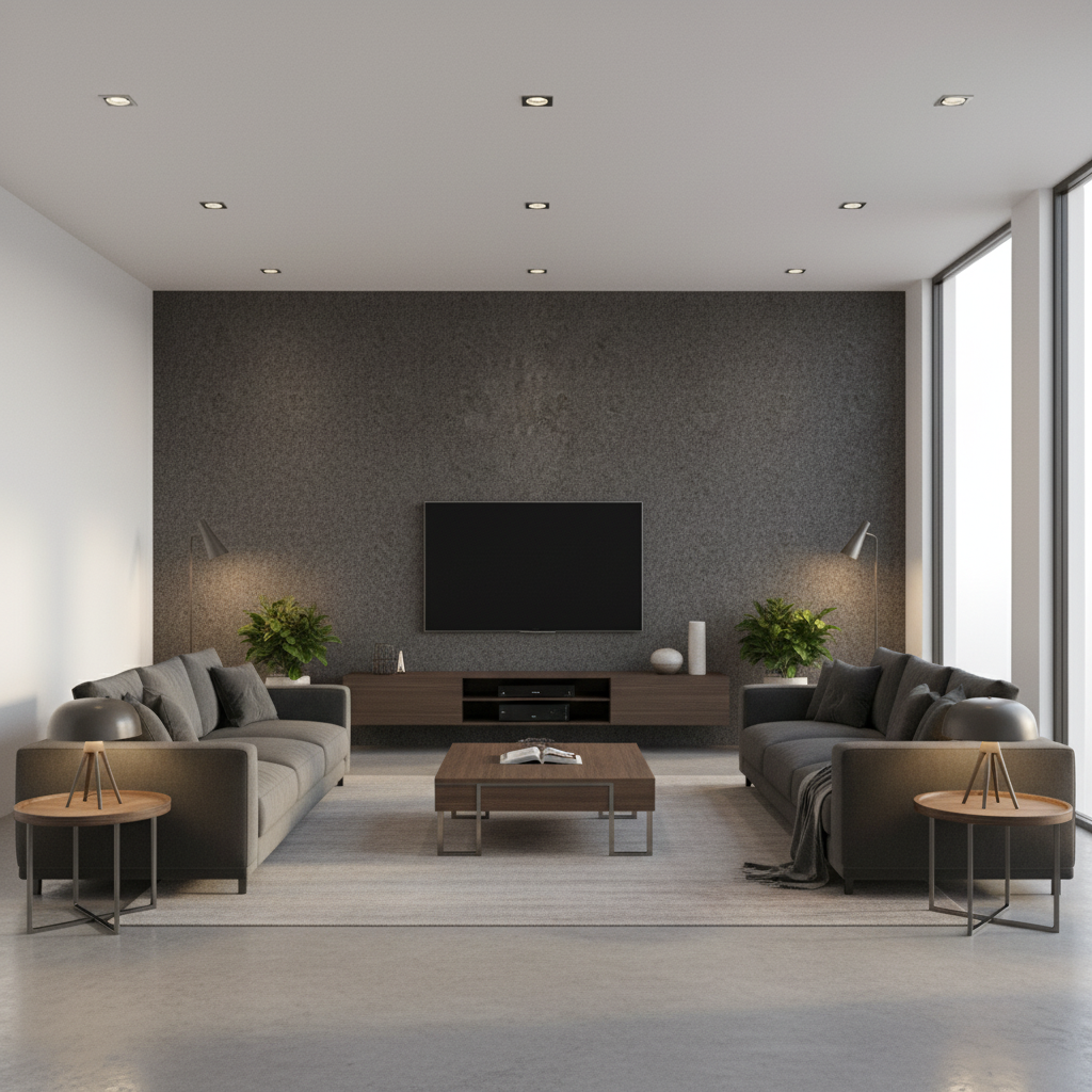 Skye Wool Charcoal — Living Room Room Setting