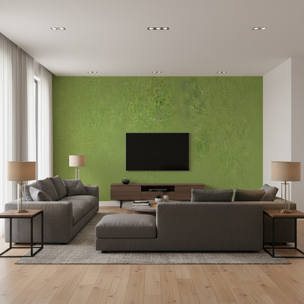 Skye Wool olive green — Living Room Room Setting