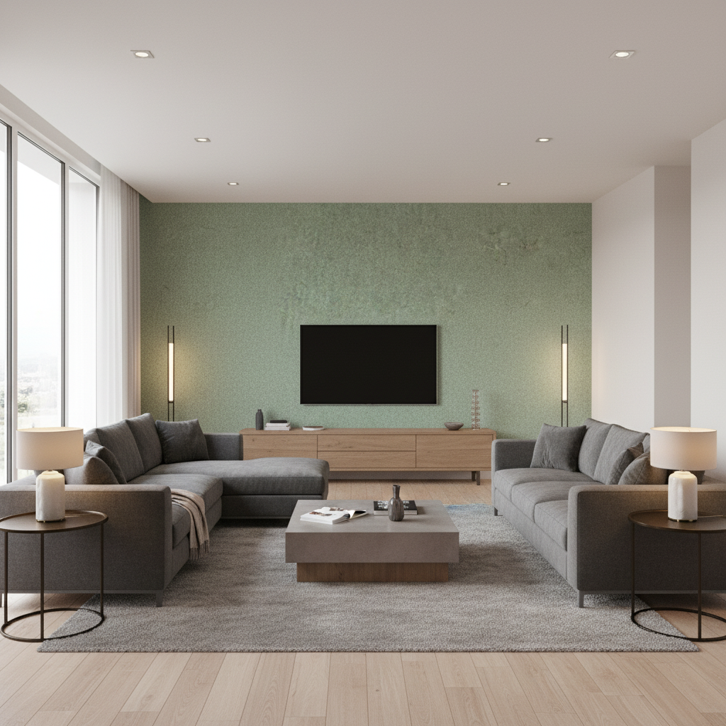 Skye Wool Mint — Living Room Room Setting
