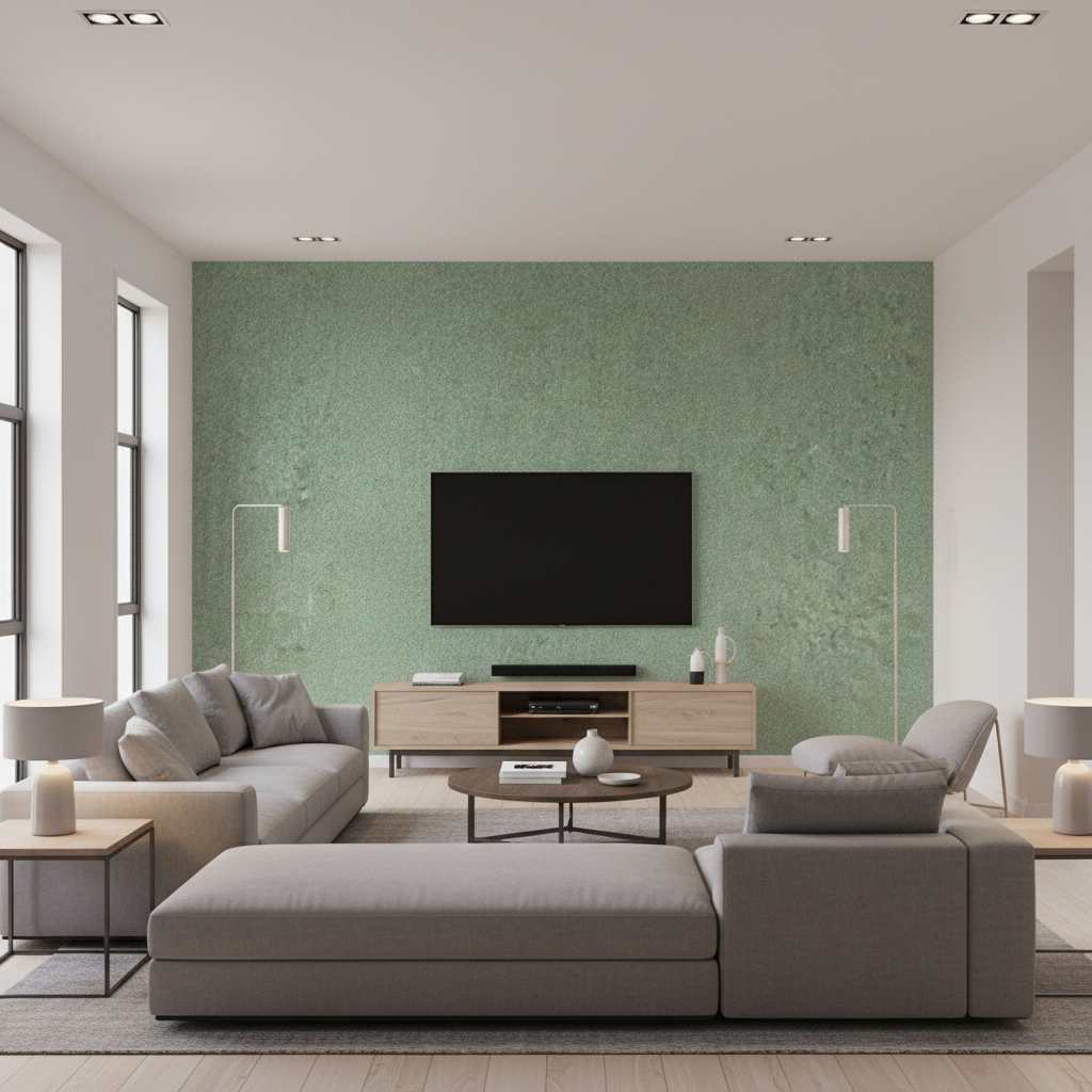 Skye Wool Mint — Living Room Room Setting