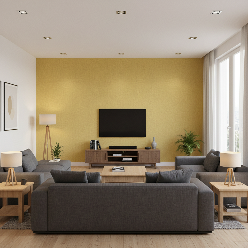 Skye Wool mustard — Living Room Room Setting