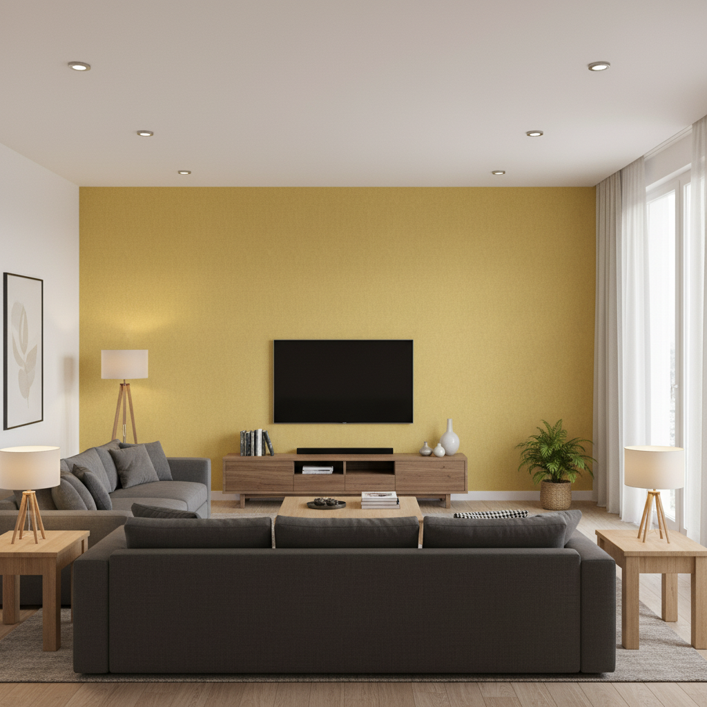 Skye Wool mustard — Living Room Room Setting
