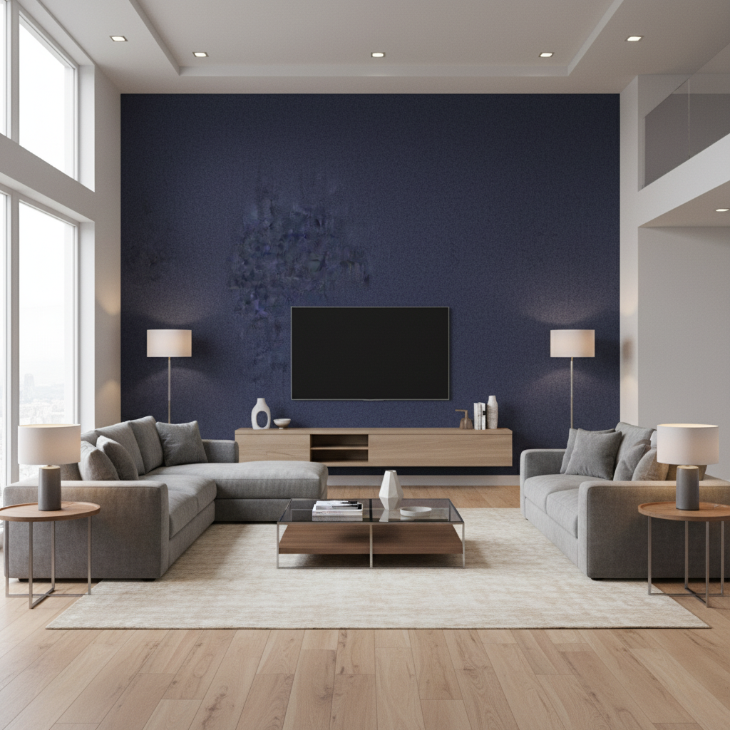 Skye Wool Blueberry — Living Room Room Setting
