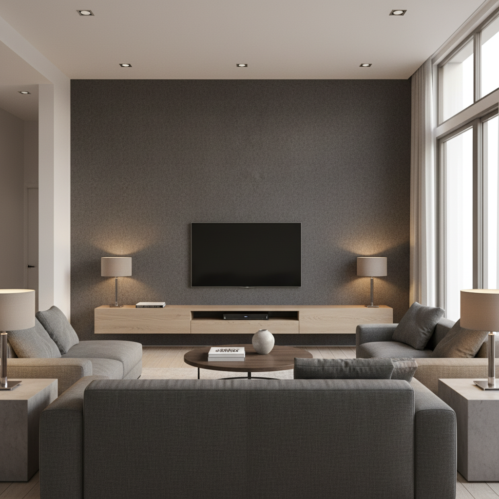 Skye Wool Pecan — Living Room Room Setting