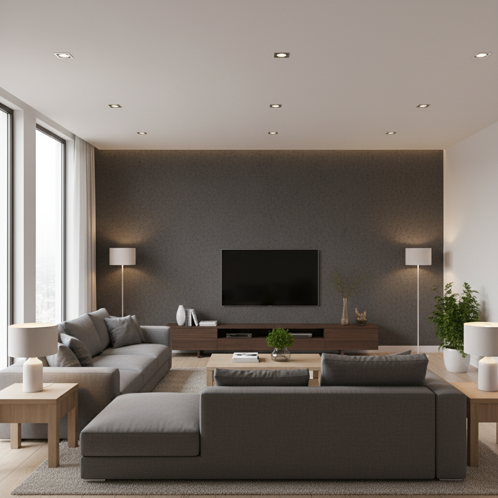 Skye Wool Pecan — Living Room Room Setting