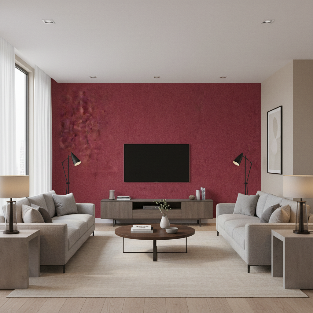 Skye Wool Cranberry — Living Room Room Setting