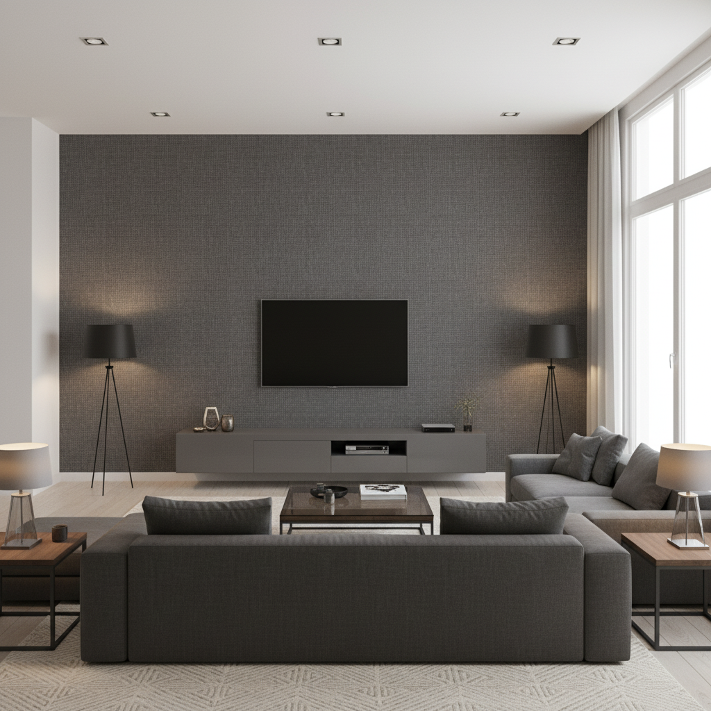 Lille Linen Shale — Living Room Room Setting