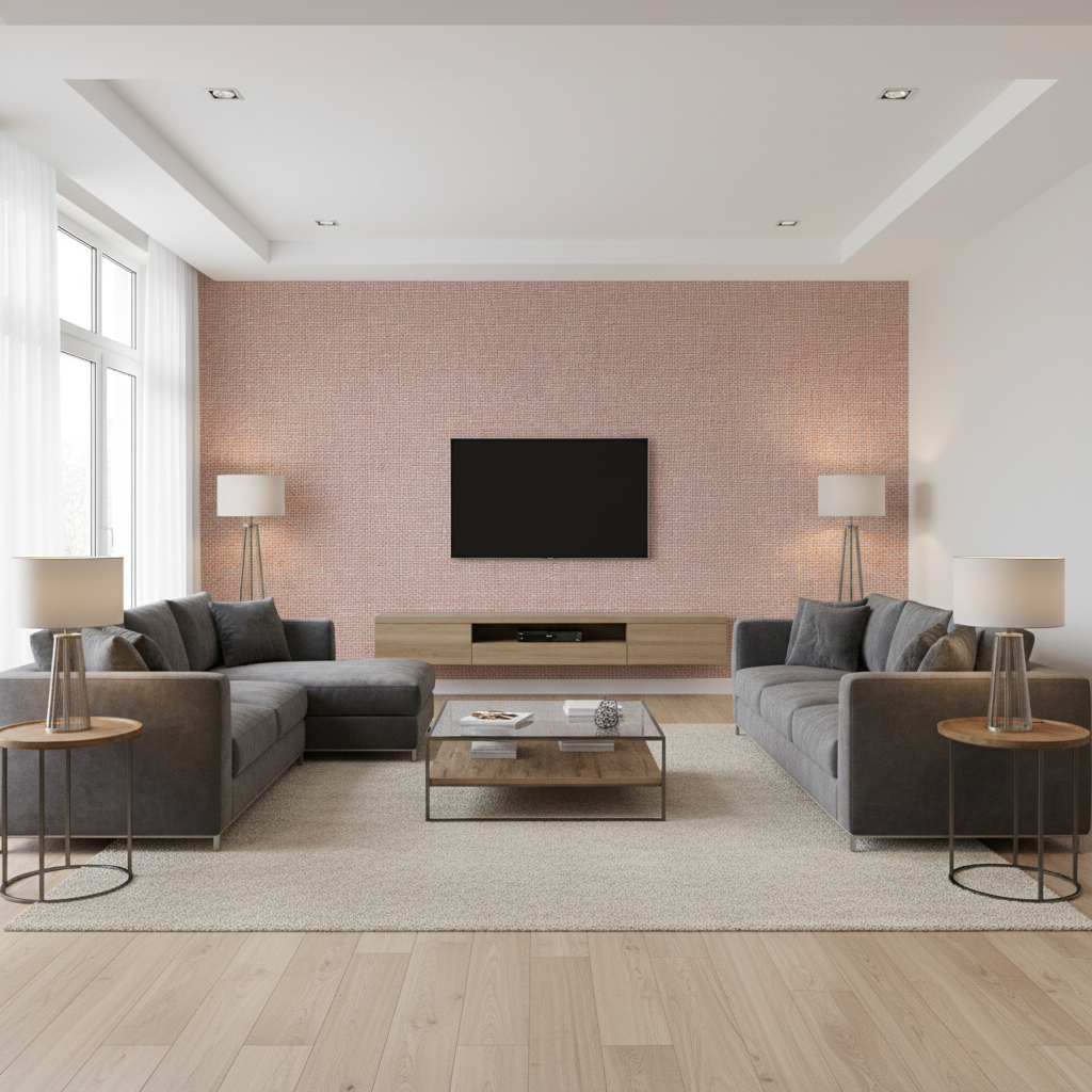 Lille Linen Old Rose — Living Room Room Setting