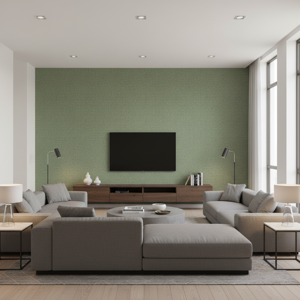 Lille Linen Kelly Green — Living Room Room Setting