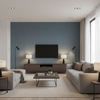 Lille Linen Sea Blue — Living Room Room Setting