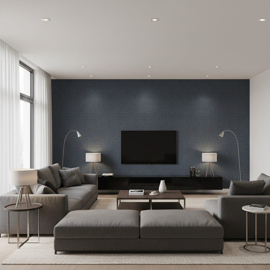 Lille Linen Midgnight — Living Room Room Setting