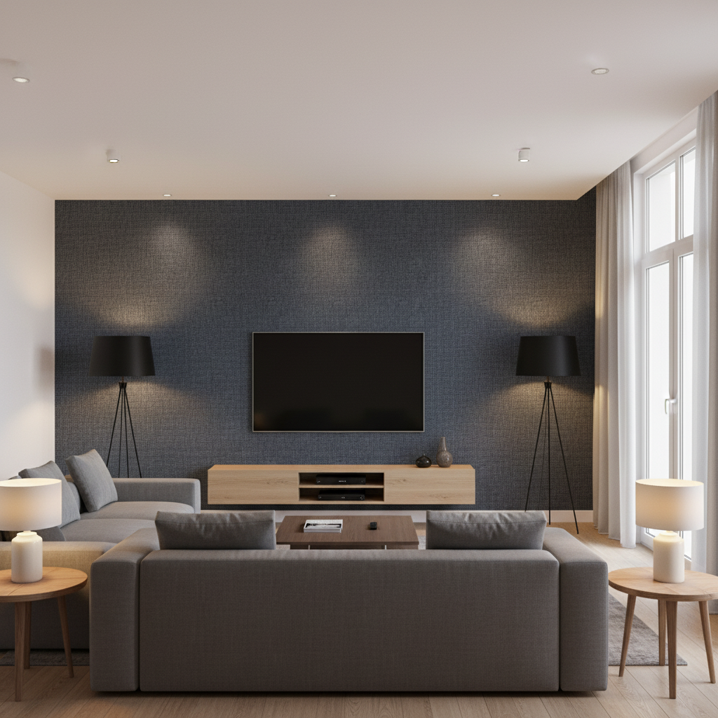 Lille Linen Midgnight — Living Room Room Setting