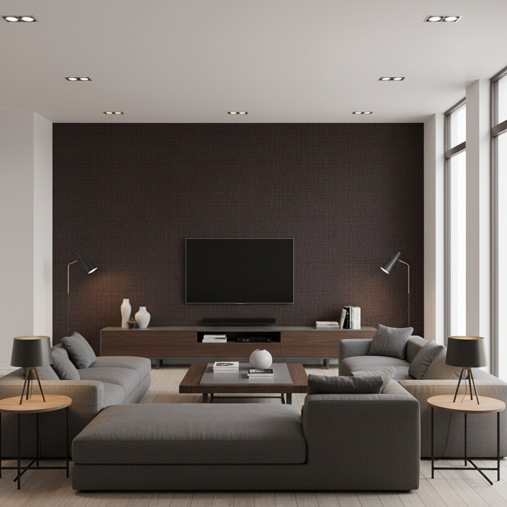 Lille Linen Coffee Bean — Living Room Room Setting