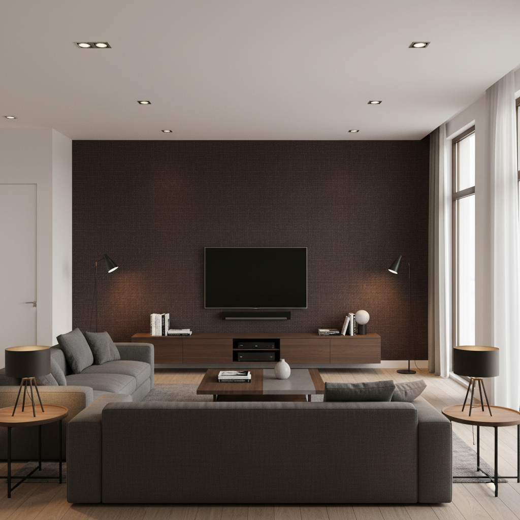 Lille Linen Coffee Bean — Living Room Room Setting