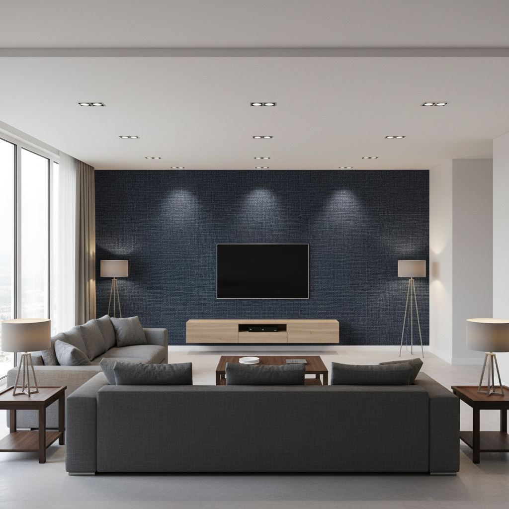 Lille Linen Gunmetal — Living Room Room Setting