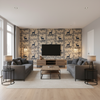 Caribou Emb Navy — Living Room Room Setting