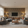 Leyland Print Blue/Multi — Living Room Room Setting