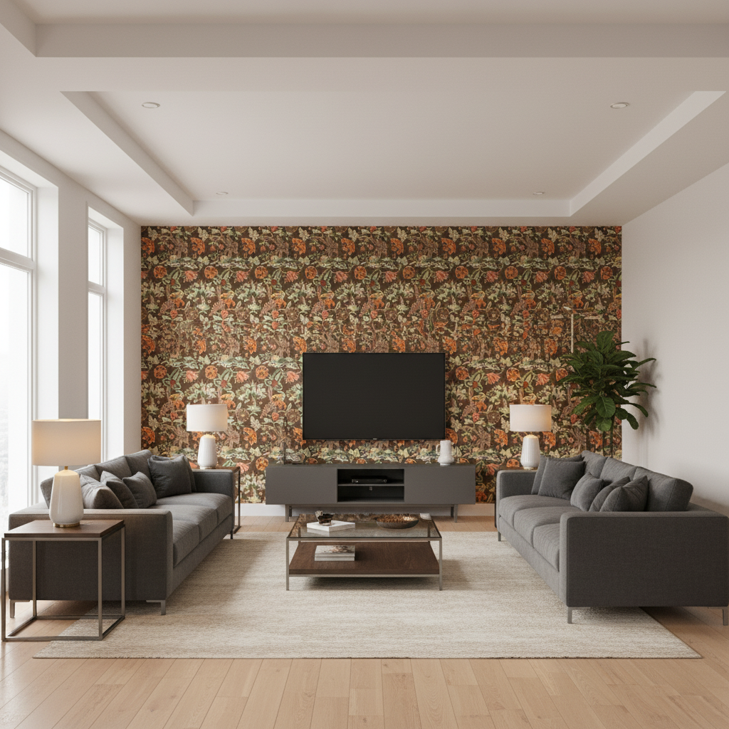 Leyland Print Tobacco — Living Room Room Setting