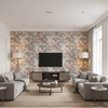 Chinese Lantern Ii Petal/Stone — Living Room Room Setting