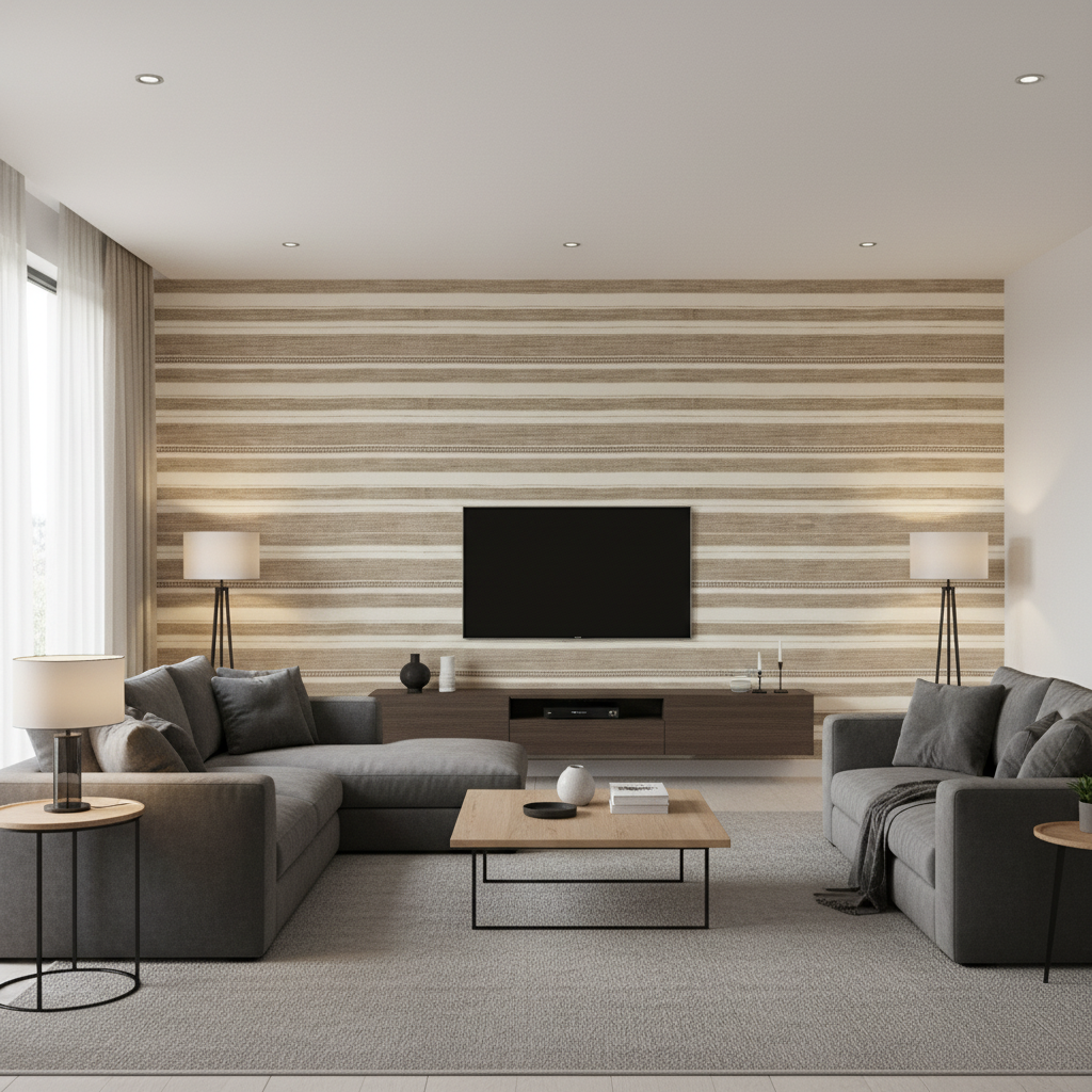 Entoto Stripe Ivory/Flax — Living Room Room Setting