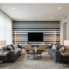 Entoto Stripe Marine/Ivory — Living Room Room Setting