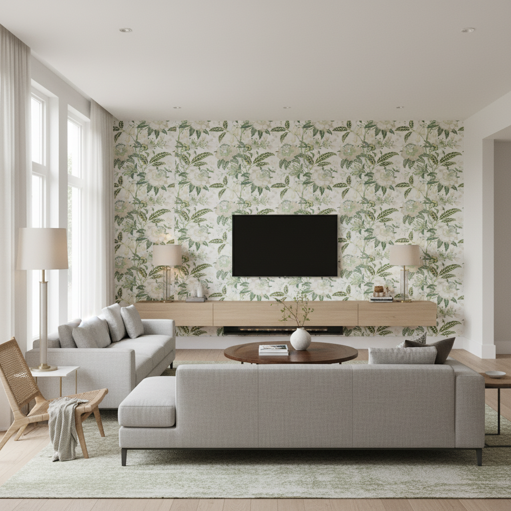 Davenport Print Greenery — Living Room Room Setting