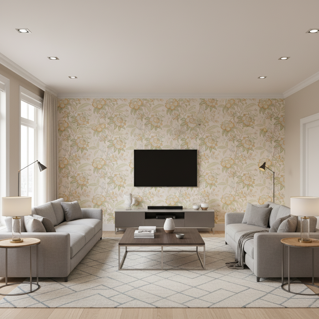 Davenport Print Golden — Living Room Room Setting