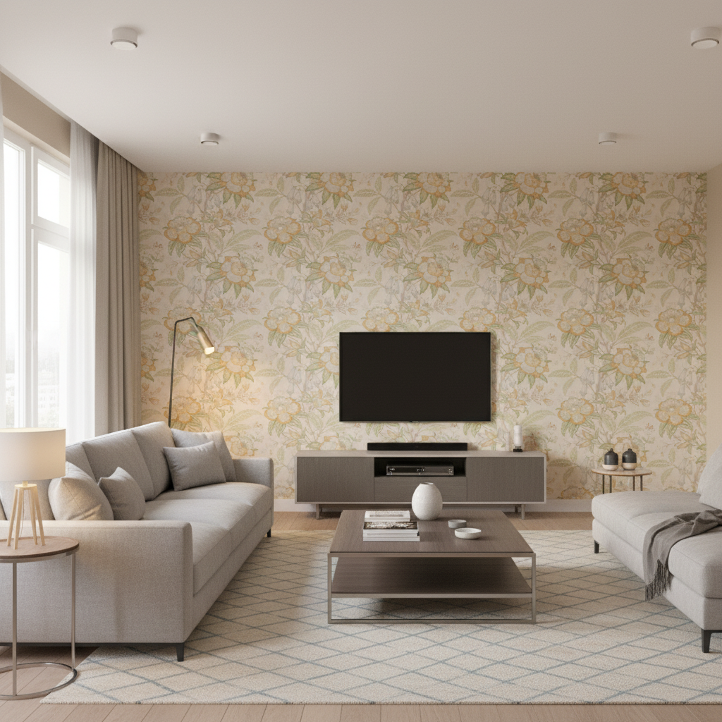 Davenport Print Golden — Living Room Room Setting