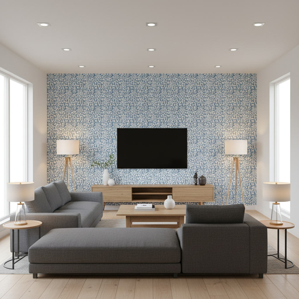 Laine Print Bluebell — Living Room Room Setting