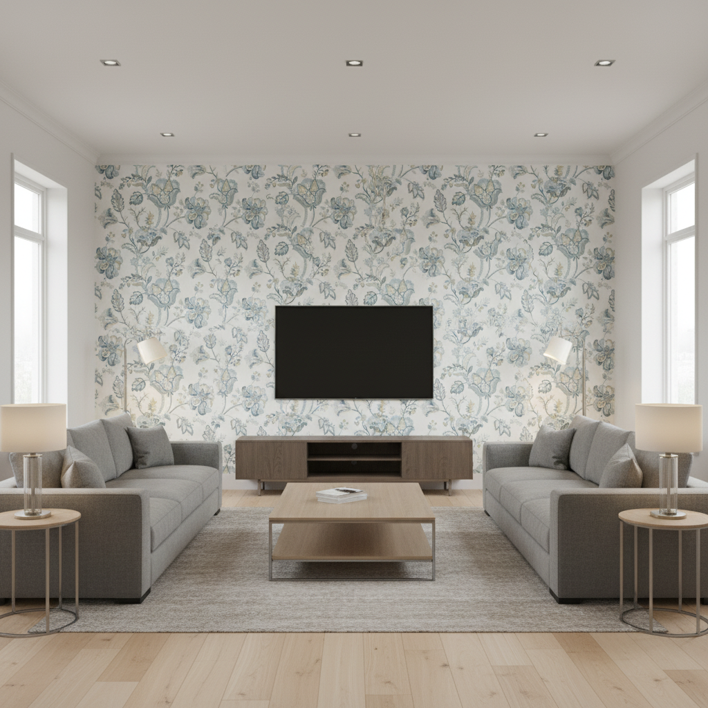 Bradford Emb Juniper/Lagoon — Living Room Room Setting