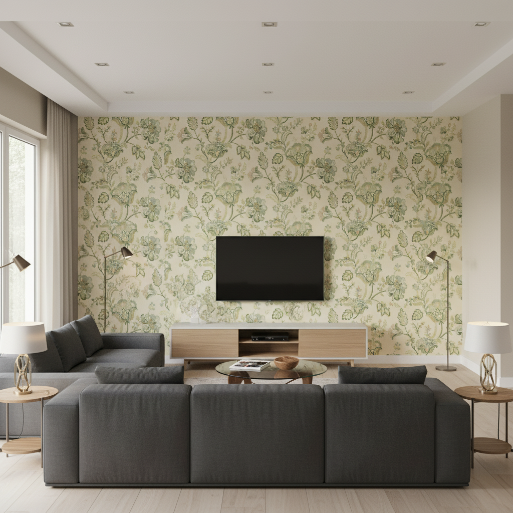 Bradford Emb Greenery — Living Room Room Setting