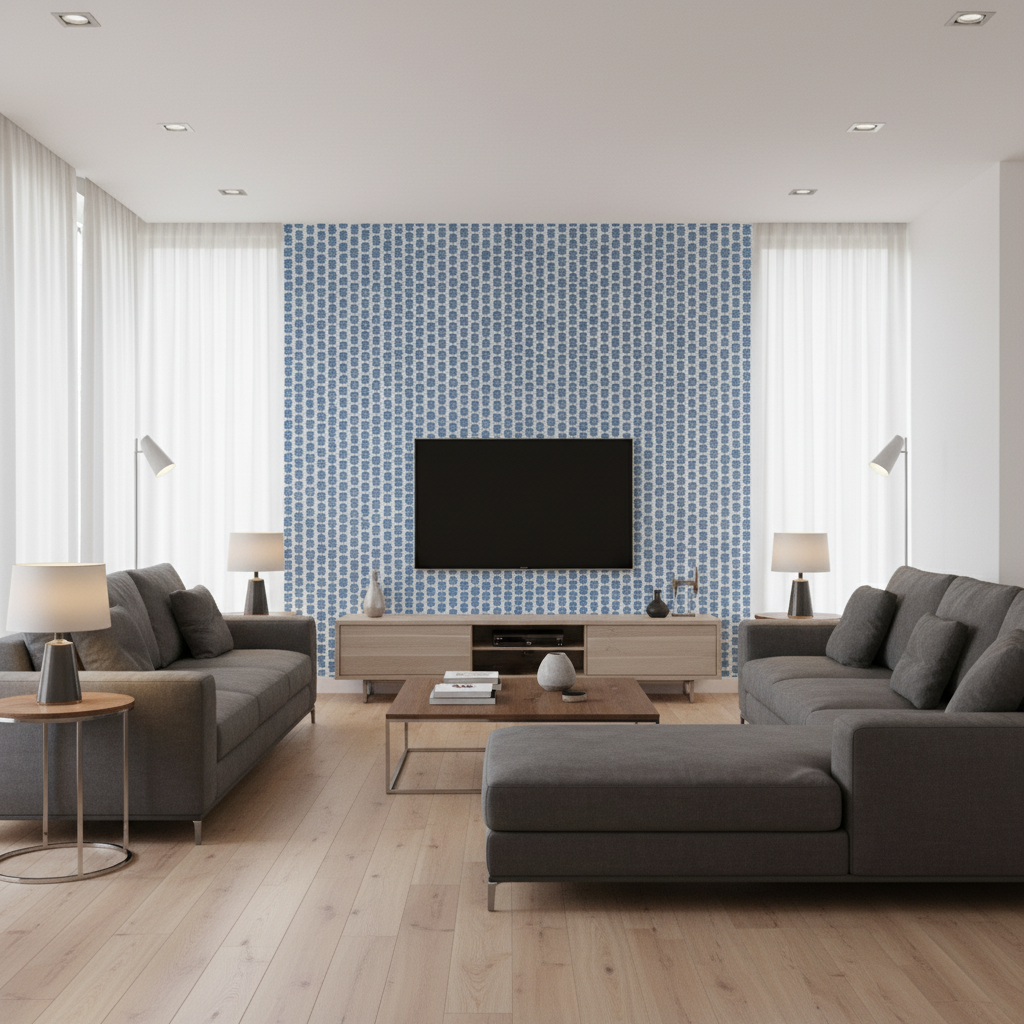 Kaya Ii Blue — Living Room Room Setting