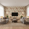 Adelyn Handblock Lilac — Living Room Room Setting