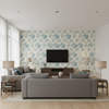 Adelyn Handblock Blue — Living Room Room Setting