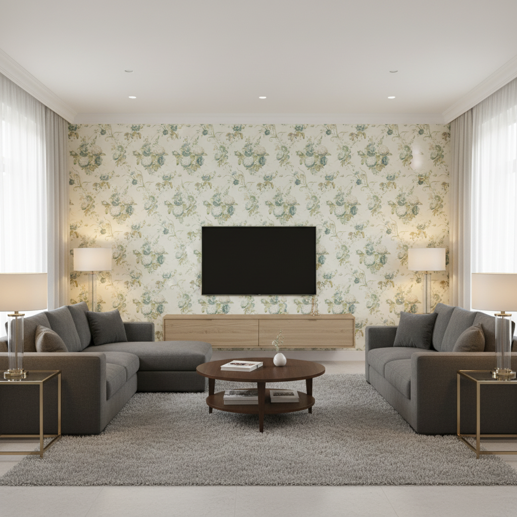 Adelyn Handblock Celadon — Living Room Room Setting