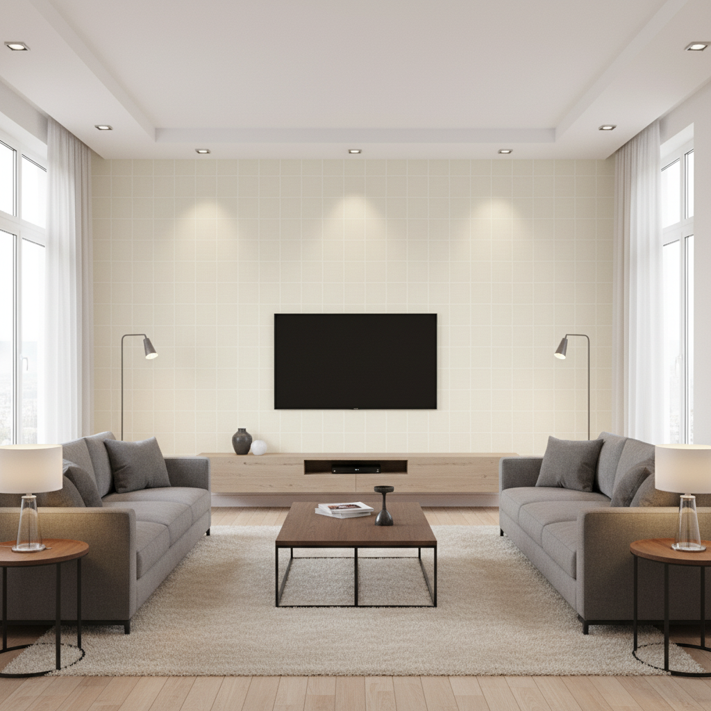 Coombes Sheer Ivory — Living Room Room Setting
