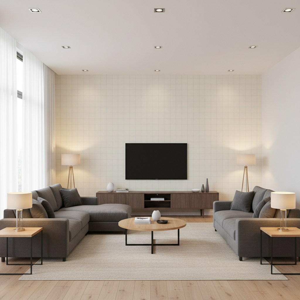 Coombes Sheer ivory — Living Room Room Setting